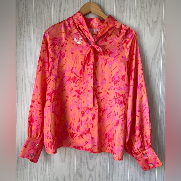 TCEC Print Long Sleeve Mock Neck Blouse Size L NWT - Picture 4 of 6